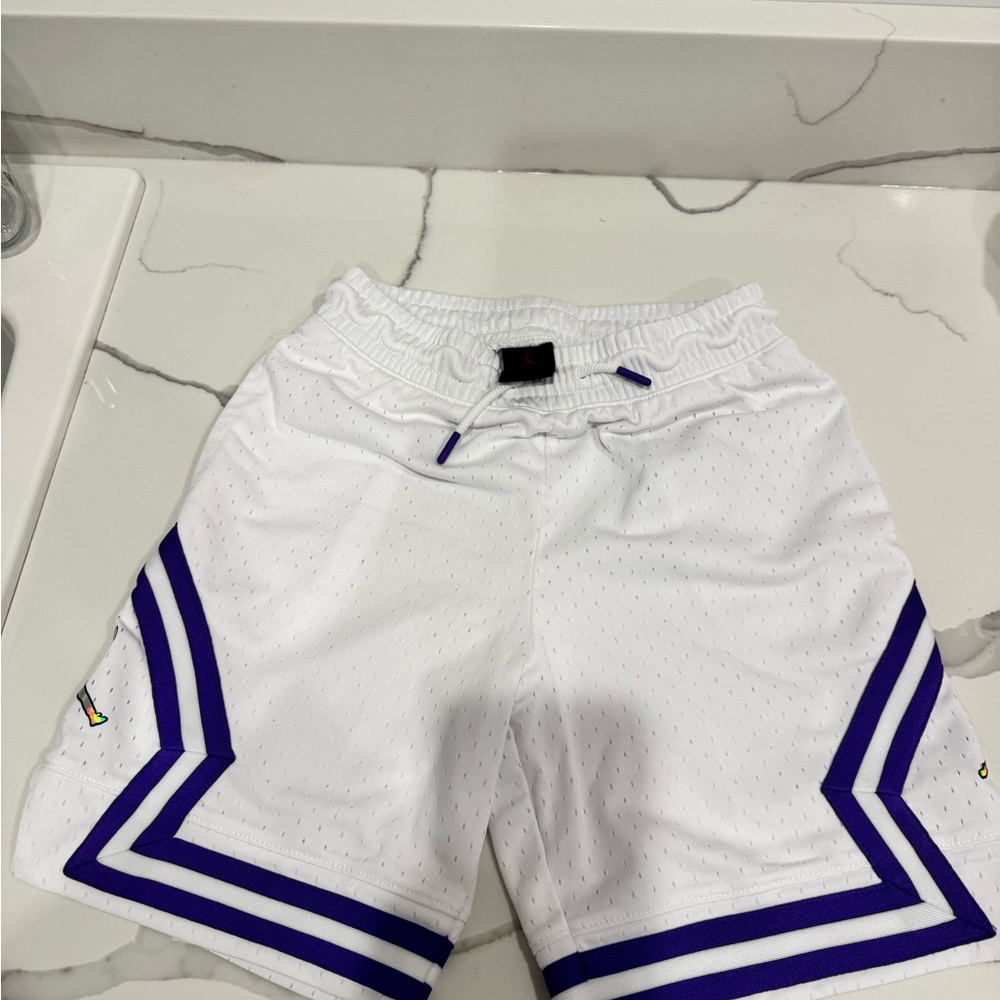 White and Purple Athletic Shorts